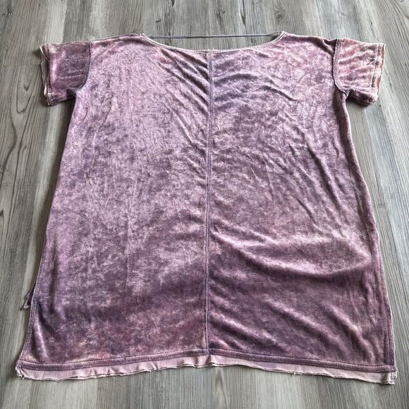 Urban Outfitters We The Free Crushed Velvet Short Sleeve Raw Edge Boho Top small - Picture 11 of 11